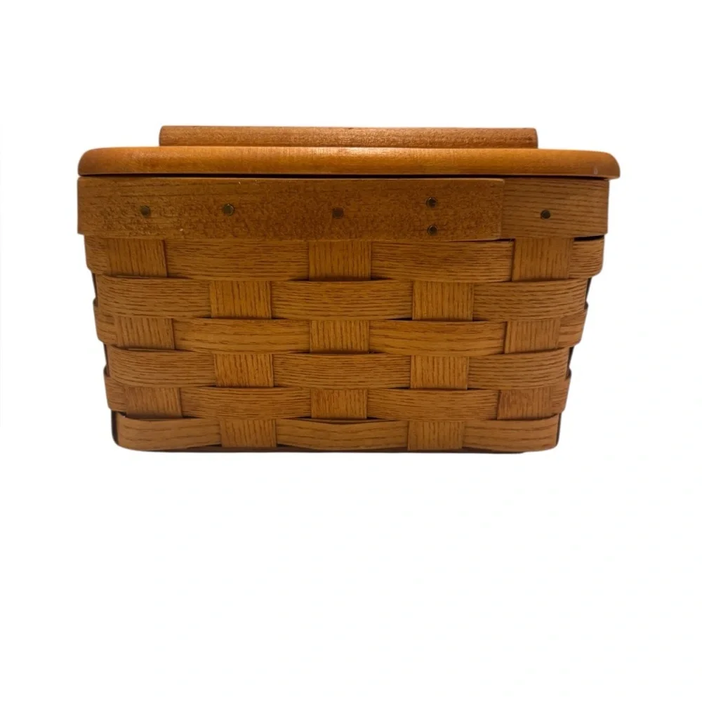 Peterboro Basket Co Rectangular Basket Woven Storage ASH with Lid USA